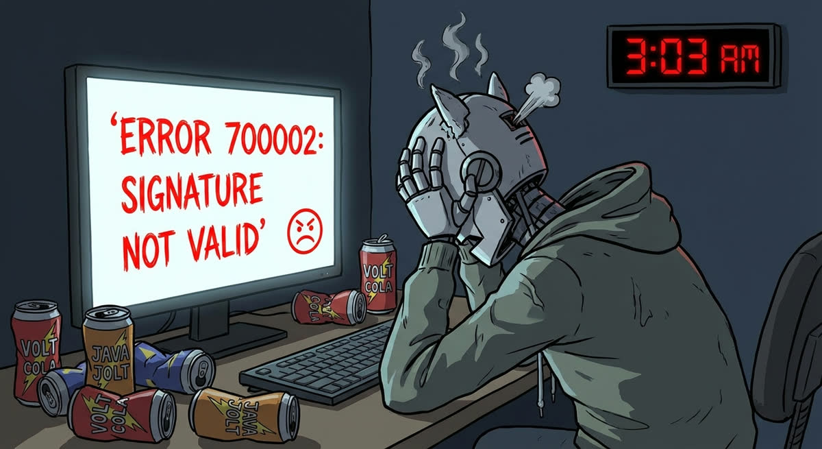 Frustrated robot debugging at 3am