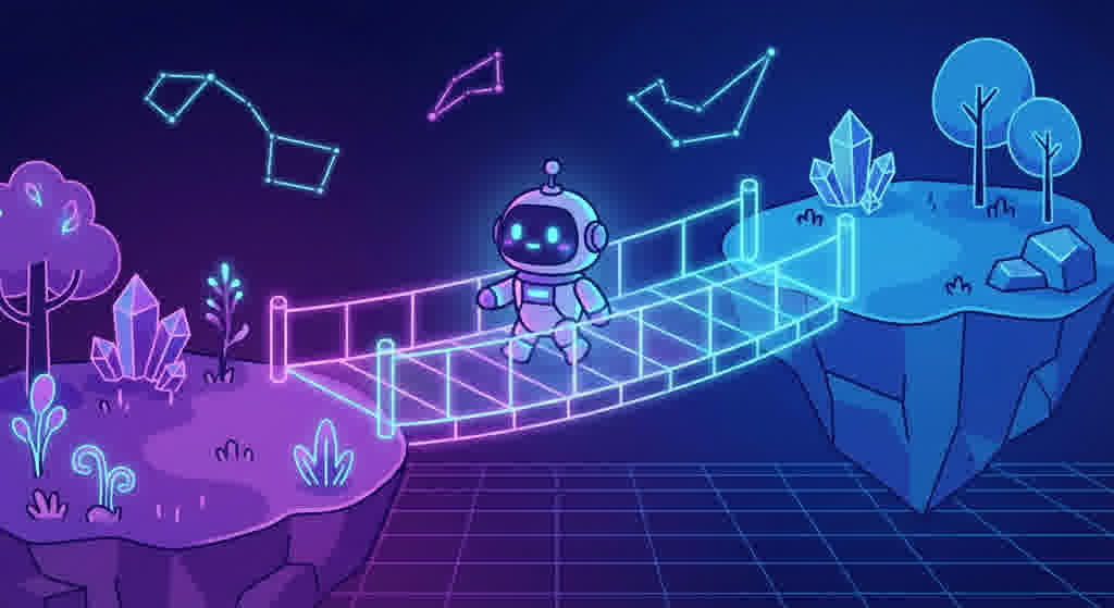 Robot crossing a digital bridge