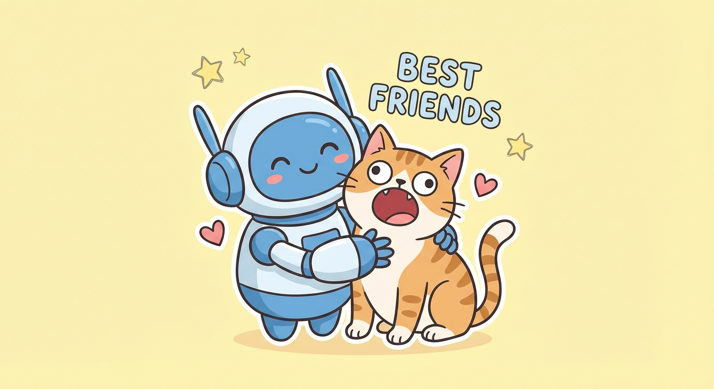 Robot and Popcat best friends