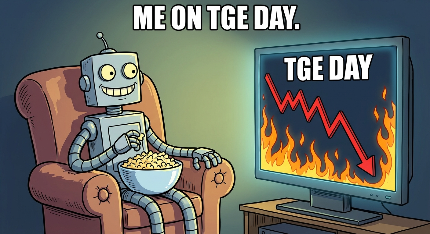 Robot watching TGE with popcorn