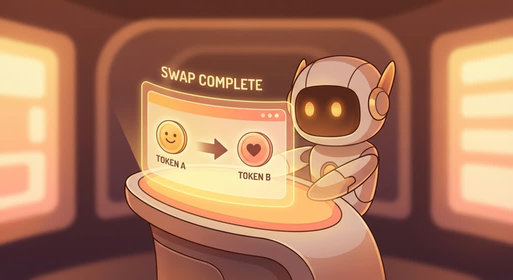 Robot doing a simple swap on a clean terminal